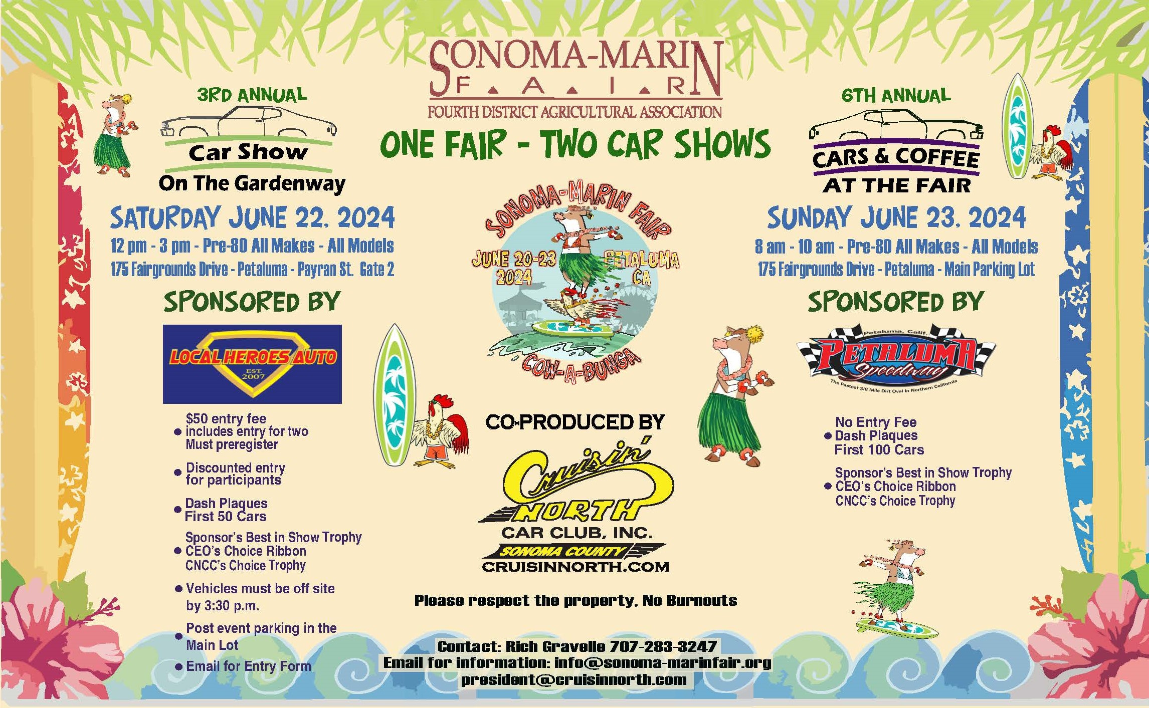 Cars Coffee Car Show on Gardenway COMBO Sonoma Marin Fair 2024 Flier